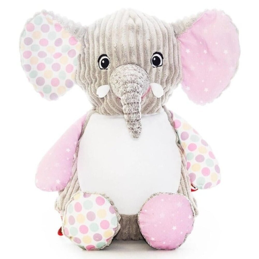 Elephant Stuffed Animal - Bubblegum Patterned Animal Plush - Sensory Plushie Toy